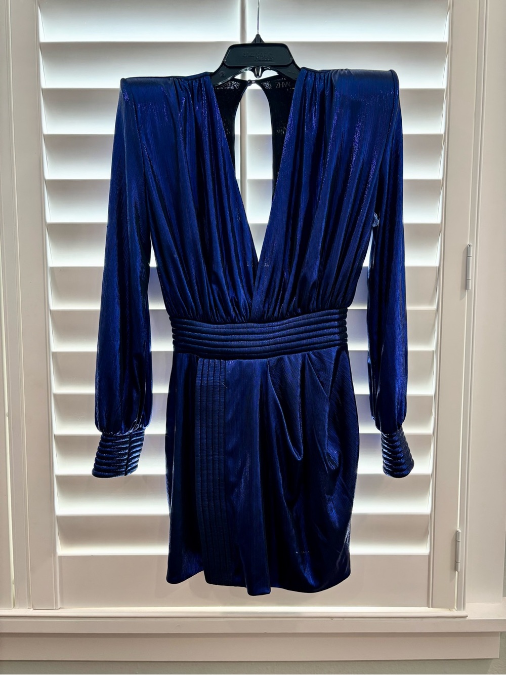 Zhivago -Blue Plunging V-Neck Mini Dress